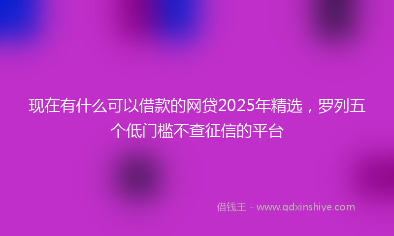 现在有什么可以借款的网贷2025年精选，罗列五个低门槛不查征信的平台