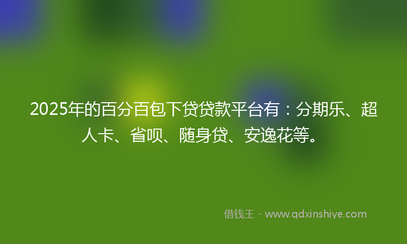 2025年的百分百包下贷贷款平台有：分期乐、超人卡、省呗、随身贷、安逸花等。
