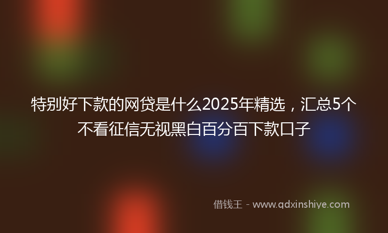 特别好下款的网贷是什么2025年精选，汇总5个不看征信无视黑白百分百下款口子