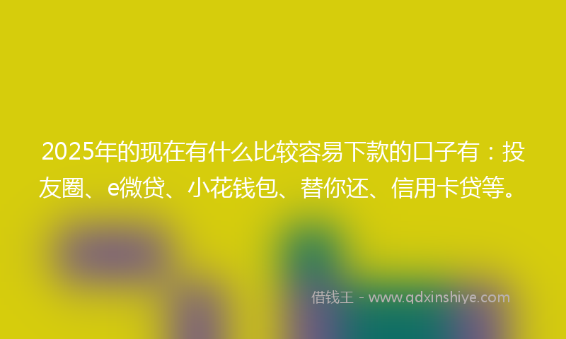 2025年的现在有什么比较容易下款的口子有：投友圈、e微贷、小花钱包、替你还、信用卡贷等。