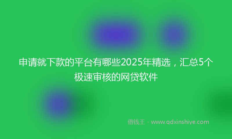 申请就下款的平台有哪些2025年精选，汇总5个极速审核的网贷软件