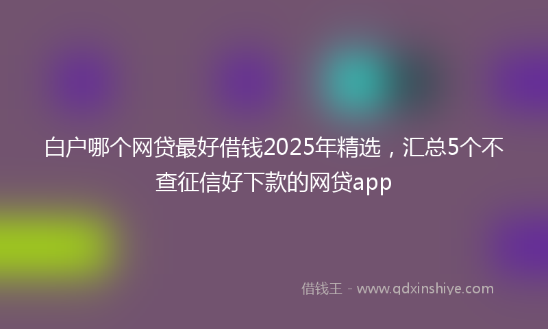 白户哪个网贷最好借钱2025年精选，汇总5个不查征信好下款的网贷app