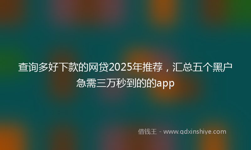 查询多好下款的网贷2025年推荐，汇总五个黑户急需三万秒到的的app