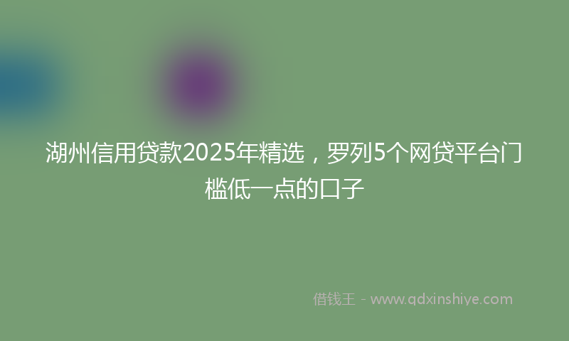 湖州信用贷款2025年精选，罗列5个网贷平台门槛低一点的口子