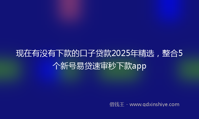 现在有没有下款的口子贷款2025年精选，整合5个新号易贷速审秒下款app