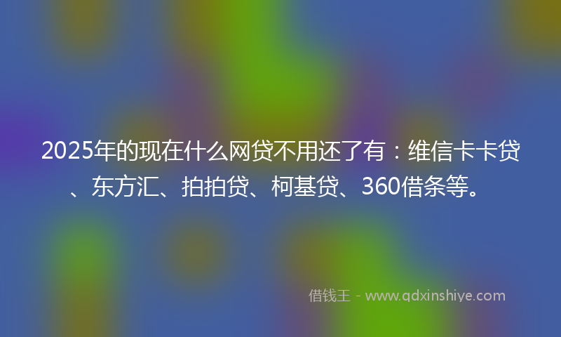 2025年的现在什么网贷不用还了有：维信卡卡贷、东方汇、拍拍贷、柯基贷、360借条等。