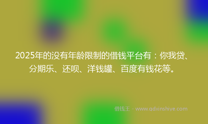 2025年的没有年龄限制的借钱平台有：你我贷、分期乐、还呗、洋钱罐、百度有钱花等。