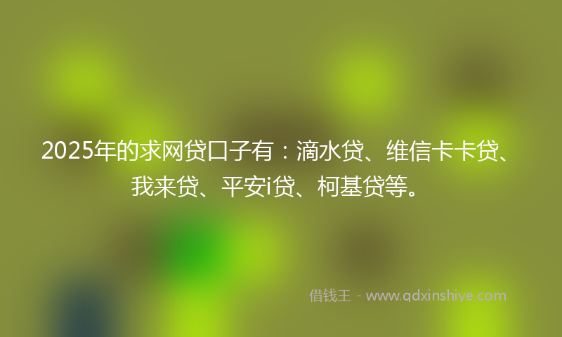 2025年的求网贷口子有：滴水贷、维信卡卡贷、我来贷、平安i贷、柯基贷等。