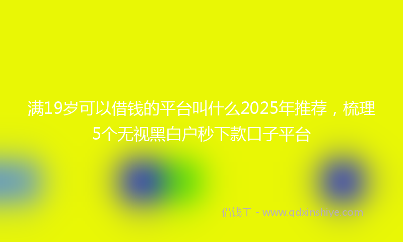 满19岁可以借钱的平台叫什么2025年推荐，梳理5个无视黑白户秒下款口子平台