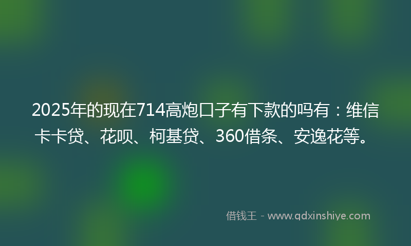 2025年的现在714高炮口子有下款的吗有：维信卡卡贷、花呗、柯基贷、360借条、安逸花等。