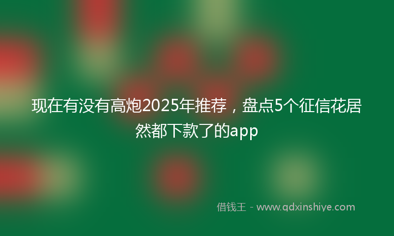 现在有没有高炮2025年推荐，盘点5个征信花居然都下款了的app