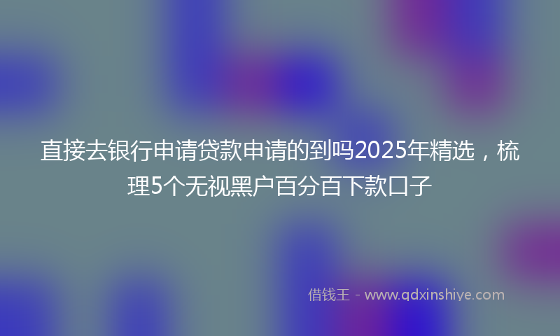 直接去银行申请贷款申请的到吗2025年精选，梳理5个无视黑户百分百下款口子