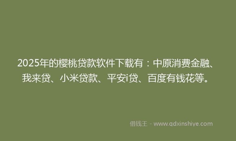 2025年的樱桃贷款软件下载有：中原消费金融、我来贷、小米贷款、平安i贷、百度有钱花等。