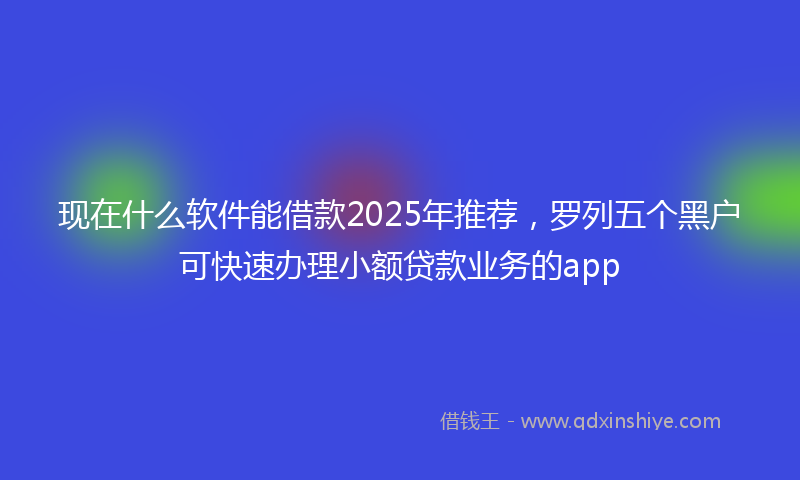 现在什么软件能借款2025年推荐，罗列五个黑户可快速办理小额贷款业务的app