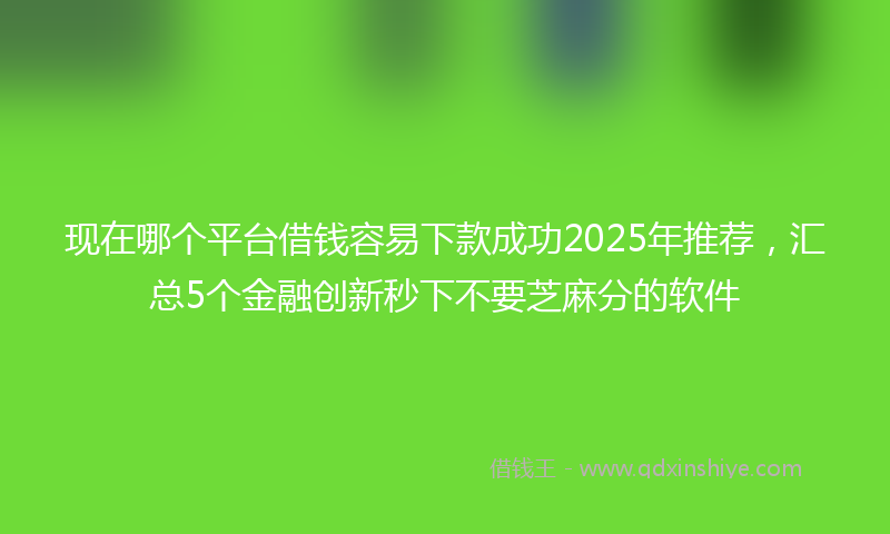 现在哪个平台借钱容易下款成功2025年推荐,汇总5个金融创新秒下不要芝麻分的软件
