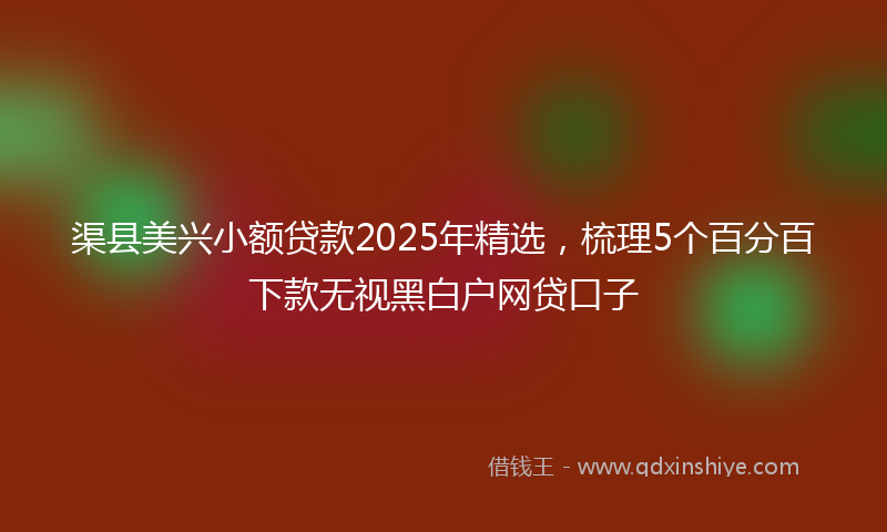 渠县美兴小额贷款2025年精选，梳理5个百分百下款无视黑白户网贷口子
