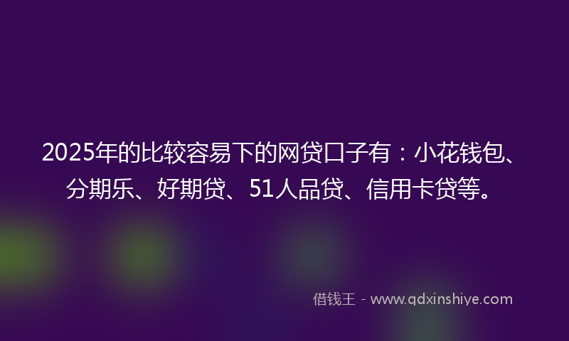 2025年的比较容易下的网贷口子有：小花钱包、分期乐、好期贷、51人品贷、信用卡贷等。