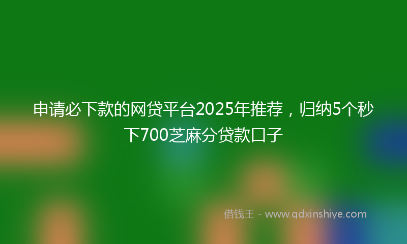 申请必下款的网贷平台2025年推荐，归纳5个秒下700芝麻分贷款口子