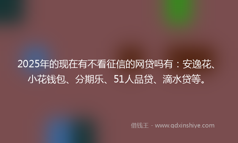 2025年的现在有不看征信的网贷吗有：安逸花、小花钱包、分期乐、51人品贷、滴水贷等。