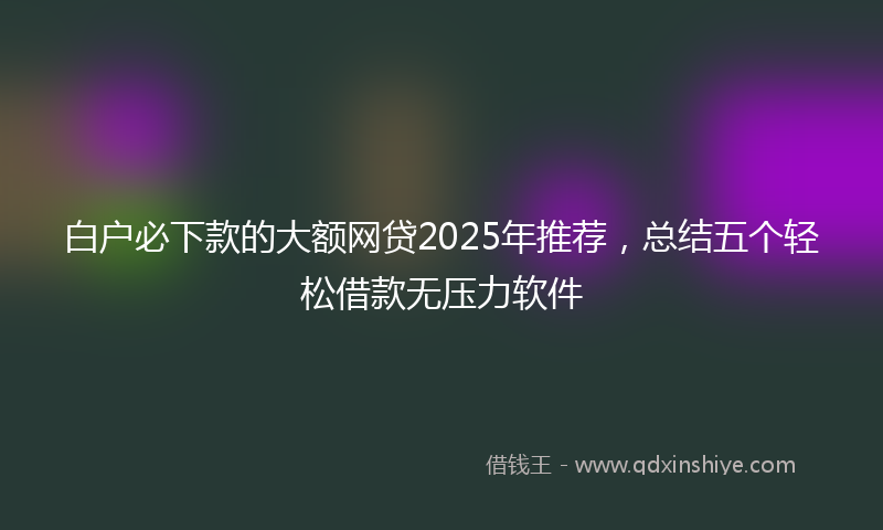 白户必下款的大额网贷2025年推荐，总结五个轻松借款无压力软件