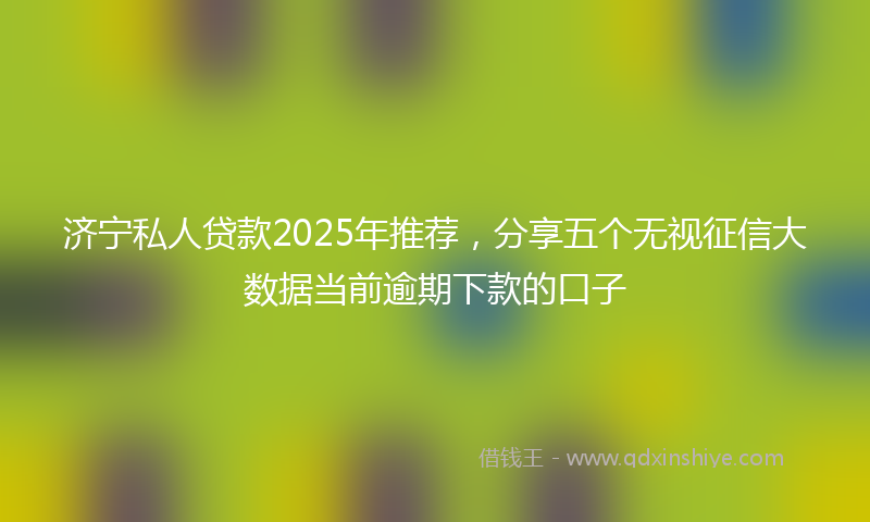 济宁私人贷款2025年推荐，分享五个无视征信大数据当前逾期下款的口子