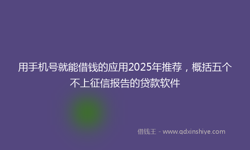 用手机号就能借钱的应用2025年推荐，概括五个不上征信报告的贷款软件