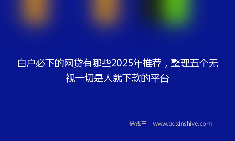 白户必下的网贷有哪些2025年推荐，整理五个无视一切是人就下款的平台
