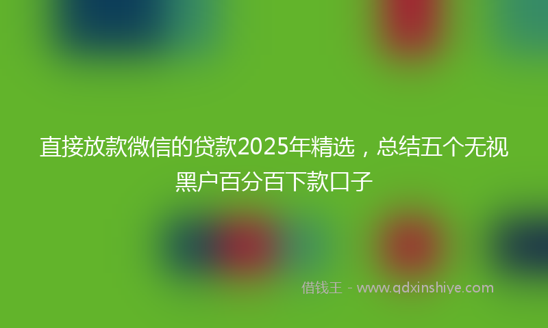 直接放款微信的贷款2025年精选，总结五个无视黑户百分百下款口子