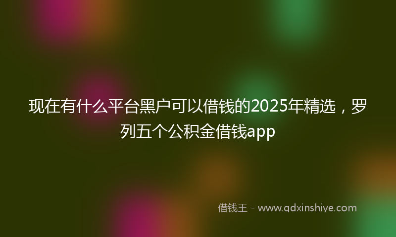 现在有什么平台黑户可以借钱的2025年精选，罗列五个公积金借钱app