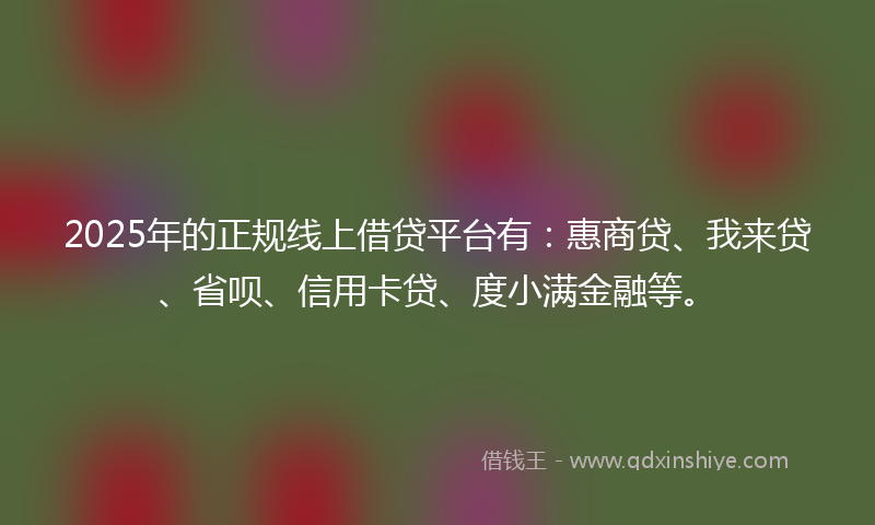 2025年的正规线上借贷平台有：惠商贷、我来贷、省呗、信用卡贷、度小满金融等。