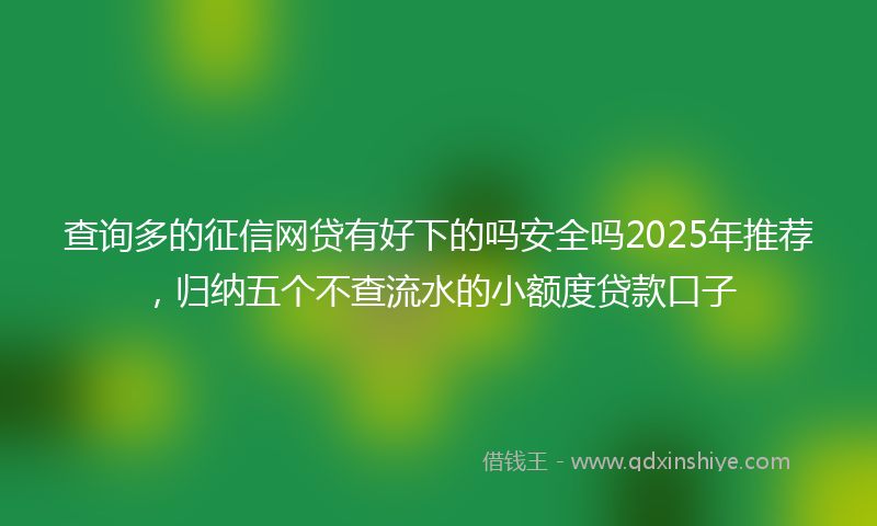 查询多的征信网贷有好下的吗安全吗2025年推荐，归纳五个不查流水的小额度贷款口子