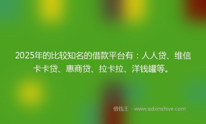 2025年的比较知名的借款平台有：人人贷、维信卡卡贷、惠商贷、拉卡拉、洋钱罐等。