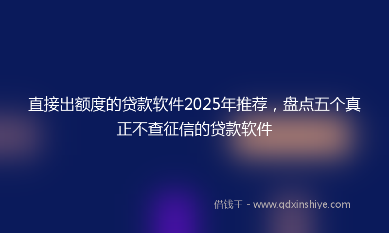 直接出额度的贷款软件2025年推荐，盘点五个真正不查征信的贷款软件