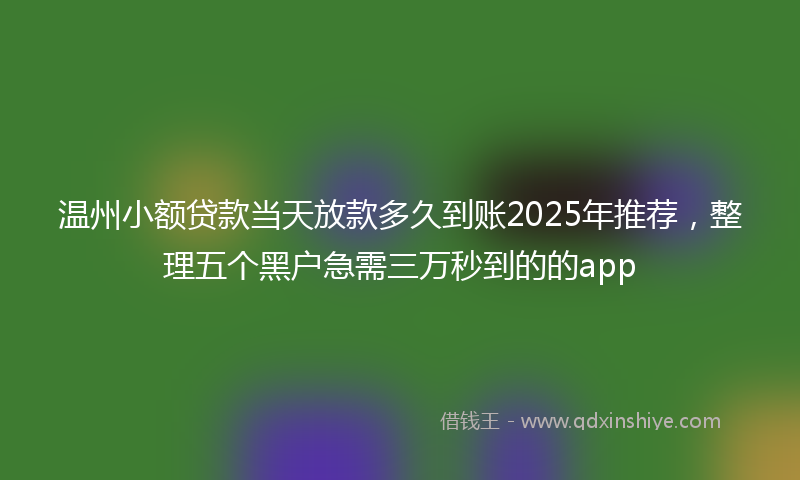温州小额贷款当天放款多久到账2025年推荐，整理五个黑户急需三万秒到的的app