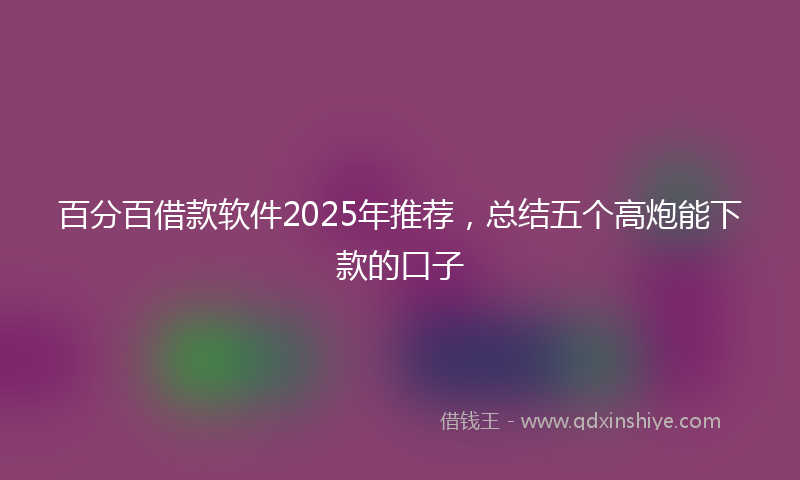 百分百借款软件2025年推荐，总结五个高炮能下款的口子