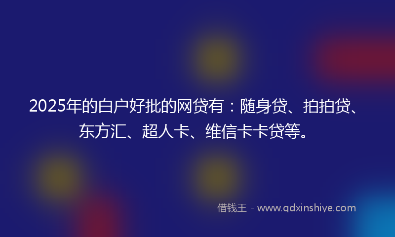 2025年的白户好批的网贷有：随身贷、拍拍贷、东方汇、超人卡、维信卡卡贷等。