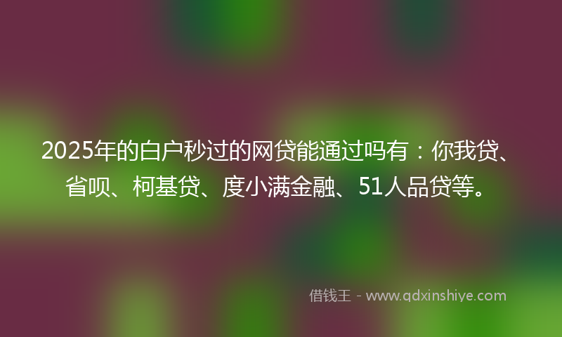 2025年的白户秒过的网贷能通过吗有：你我贷、省呗、柯基贷、度小满金融、51人品贷等。