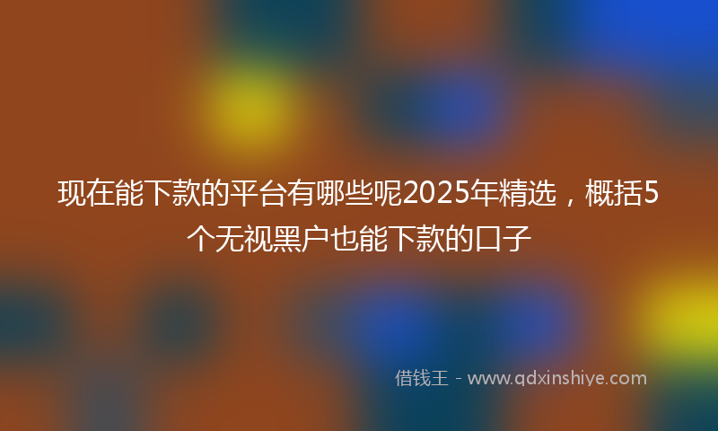 现在能下款的平台有哪些呢2025年精选，概括5个无视黑户也能下款的口子