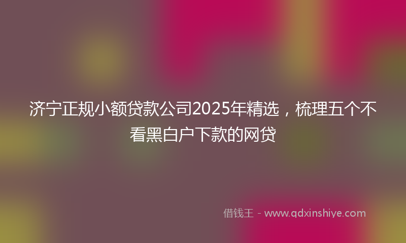 济宁正规小额贷款公司2025年精选，梳理五个不看黑白户下款的网贷