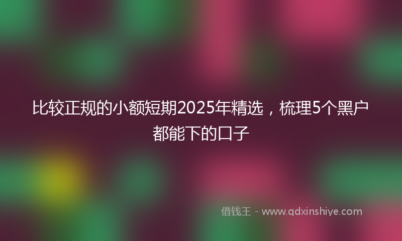 比较正规的小额短期2025年精选，梳理5个黑户都能下的口子