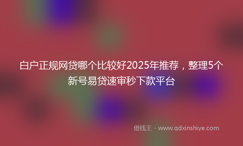 白户正规网贷哪个比较好2025年推荐，整理5个新号易贷速审秒下款平台