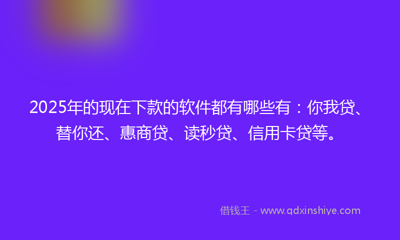 2025年的现在下款的软件都有哪些有：你我贷、替你还、惠商贷、读秒贷、信用卡贷等。