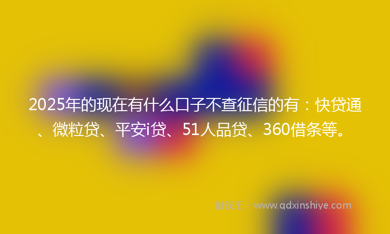 2025年的现在有什么口子不查征信的有：快贷通、微粒贷、平安i贷、51人品贷、360借条等。