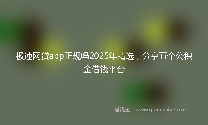 极速网贷app正规吗2025年精选，分享五个公积金借钱平台