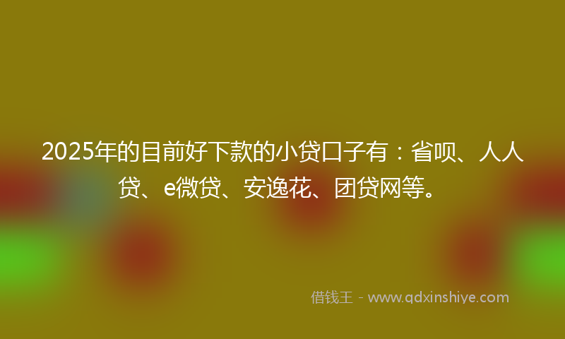 2025年的目前好下款的小贷口子有：省呗、人人贷、e微贷、安逸花、团贷网等。
