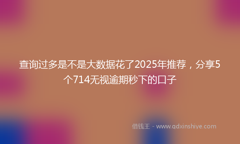 查询过多是不是大数据花了2025年推荐，分享5个714无视逾期秒下的口子