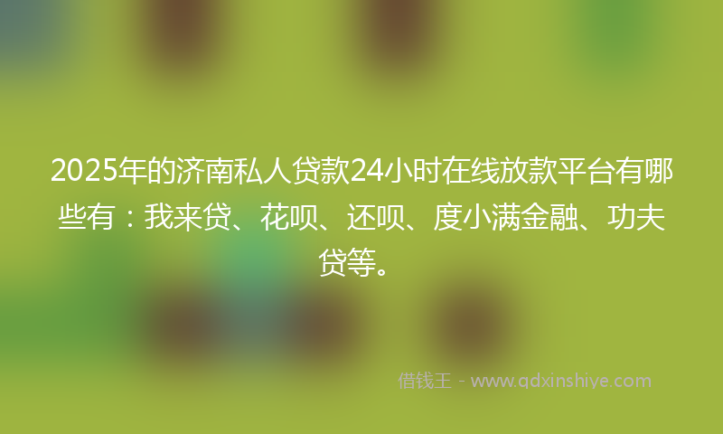 2025年的济南私人贷款24小时在线放款平台有哪些有：我来贷、花呗、还呗、度小满金融、功夫贷等。