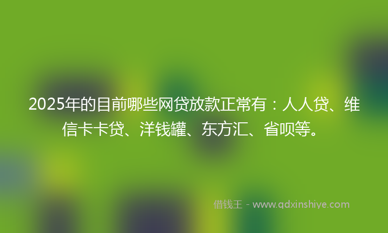 2025年的目前哪些网贷放款正常有：人人贷、维信卡卡贷、洋钱罐、东方汇、省呗等。