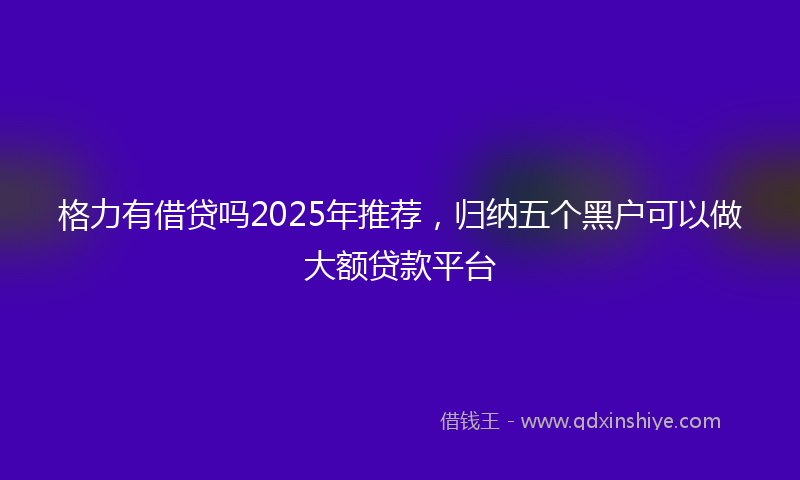 格力有借贷吗2025年推荐，归纳五个黑户可以做大额贷款平台