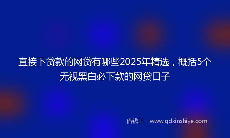 直接下贷款的网贷有哪些2025年精选，概括5个无视黑白必下款的网贷口子
